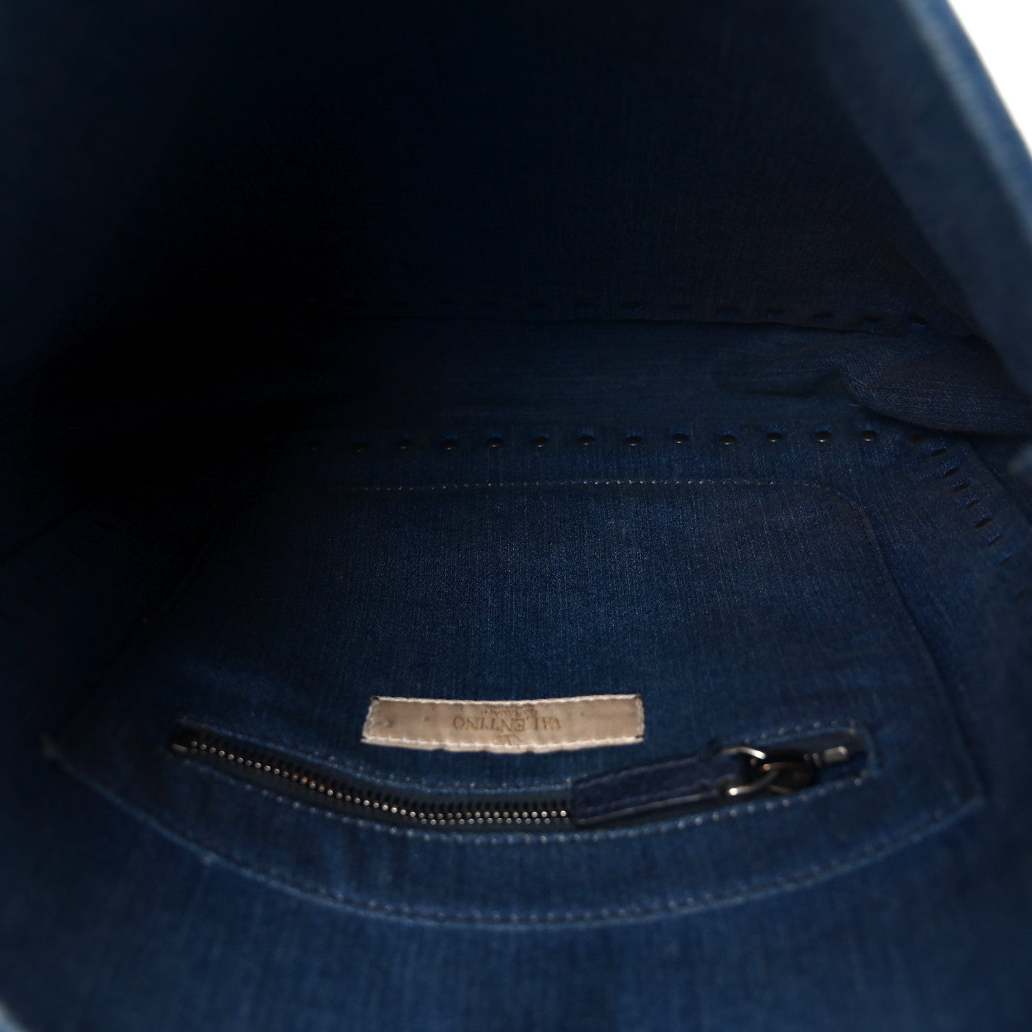 Valentino Garavani Denim Small Guitar Strap Rockstud Rolling Flip-Lock Messenger Bag Blue 5 of 10