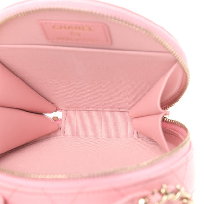 Chanel Caviar Quilted Round Handle With Care Vanity With Chain Pink 6 of 10
