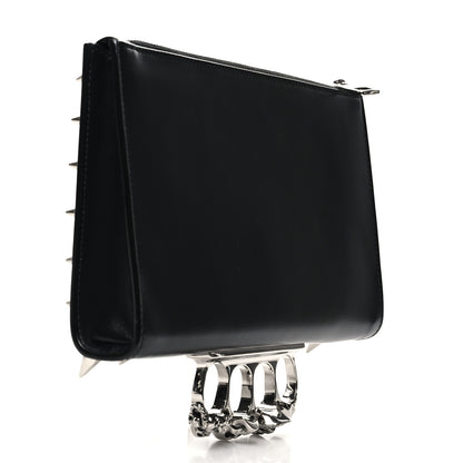 Alexander McQueen Calfskin Skull Four RIng Zip Pouch Black 3 of 9