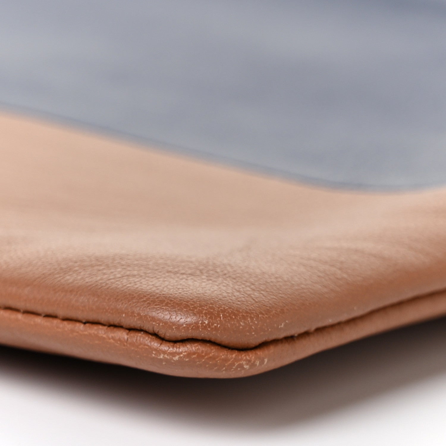 Celine Smooth Lambskin Bi-Color Solo Clutch Pouch Royal Blue Khaki 8 of 8