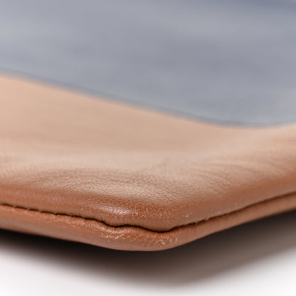 Celine Smooth Lambskin Bi-Color Solo Clutch Pouch Royal Blue Khaki 8 of 8