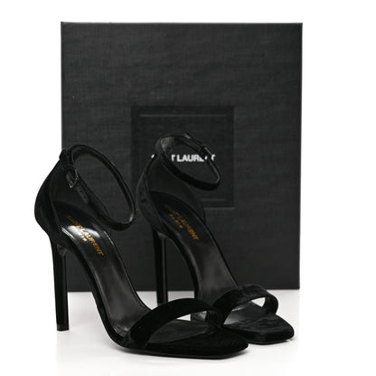 Saint Laurent Velvet Amber 105 Ankle Strap Sandals 38.5 Black 9 of 9
