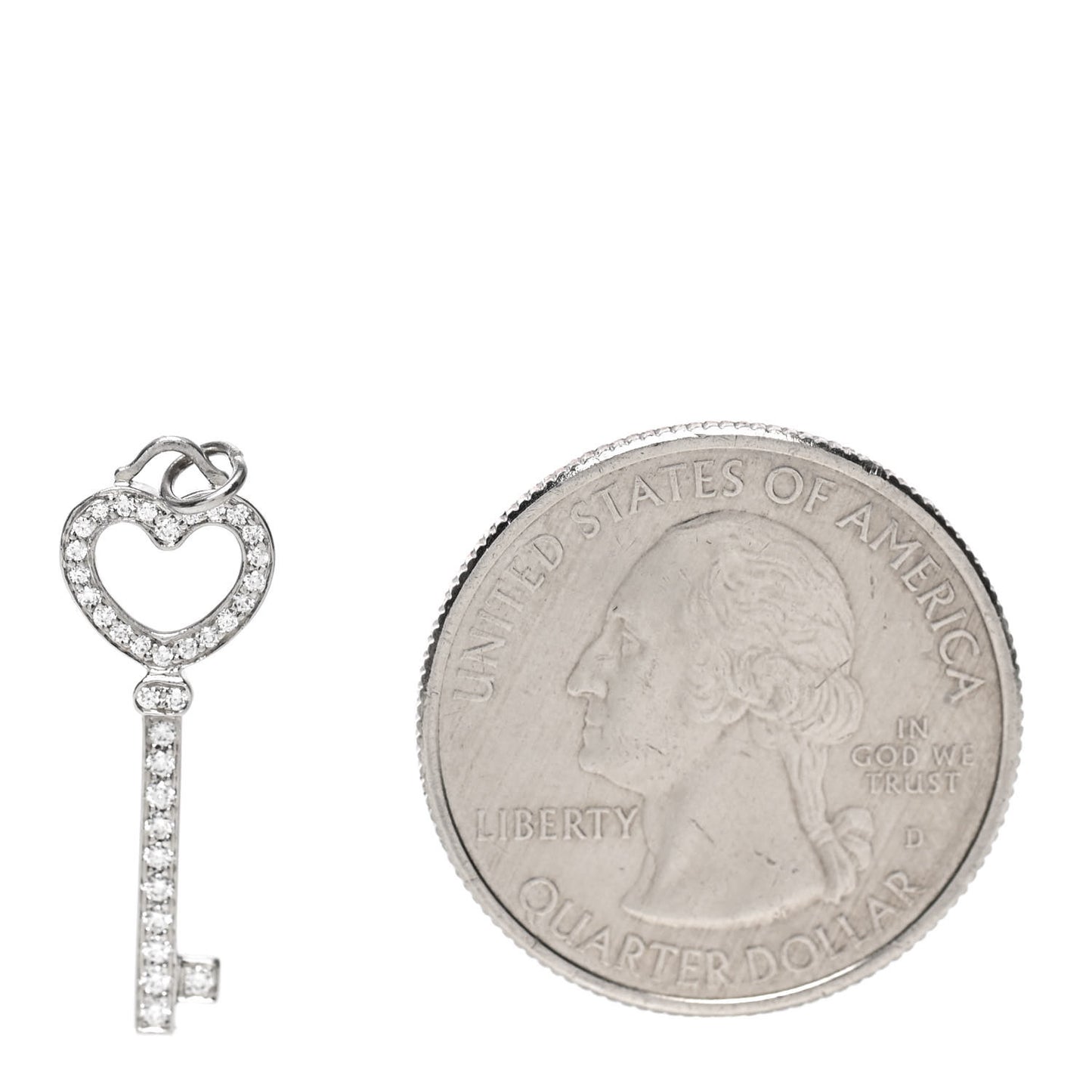 Platinum Diamond Heart Key Pendant