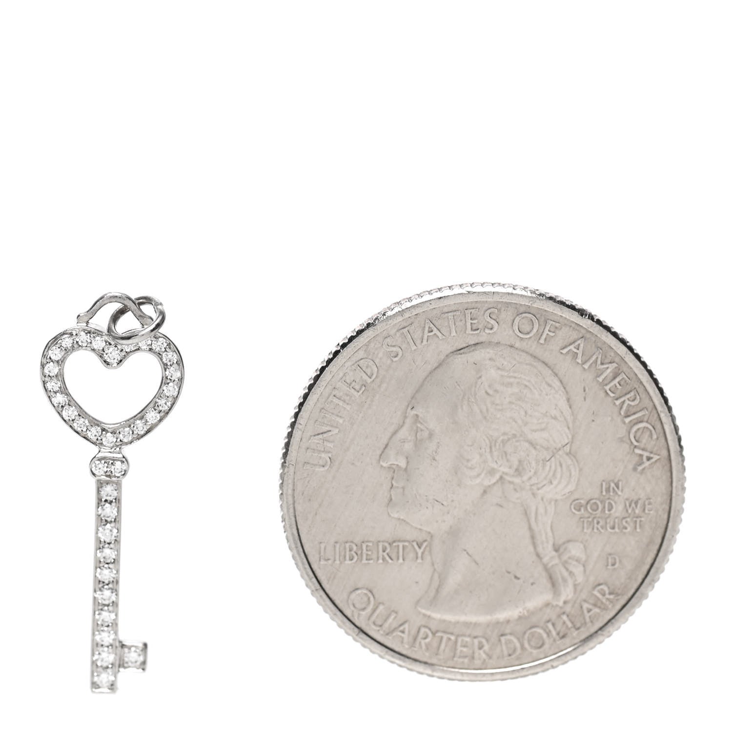 Tiffany Platinum Diamond Heart Key Pendant 2 of 3