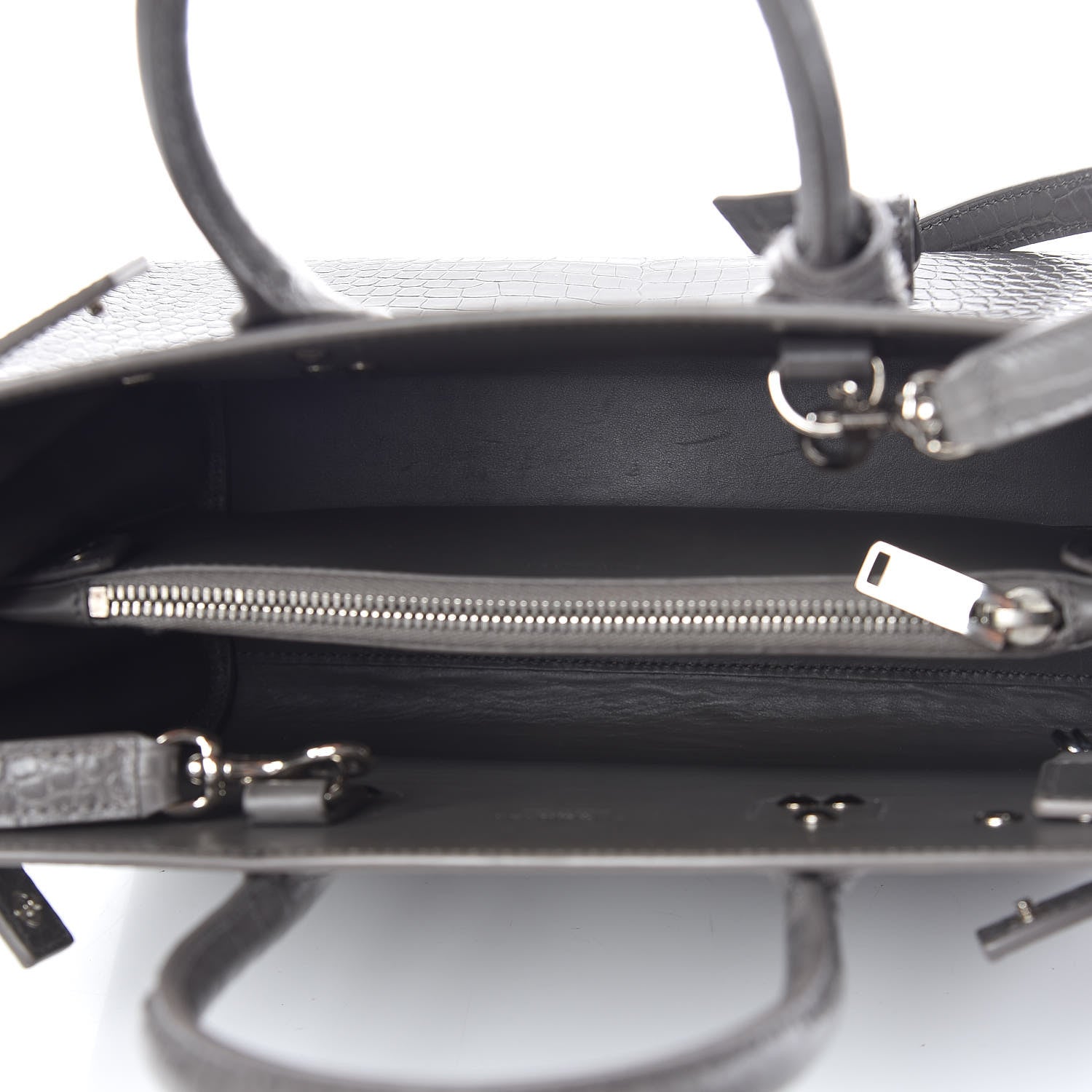Saint Laurent Calfskin Crocodile Embossed Baby Sac De Jour Fog 5 of 9