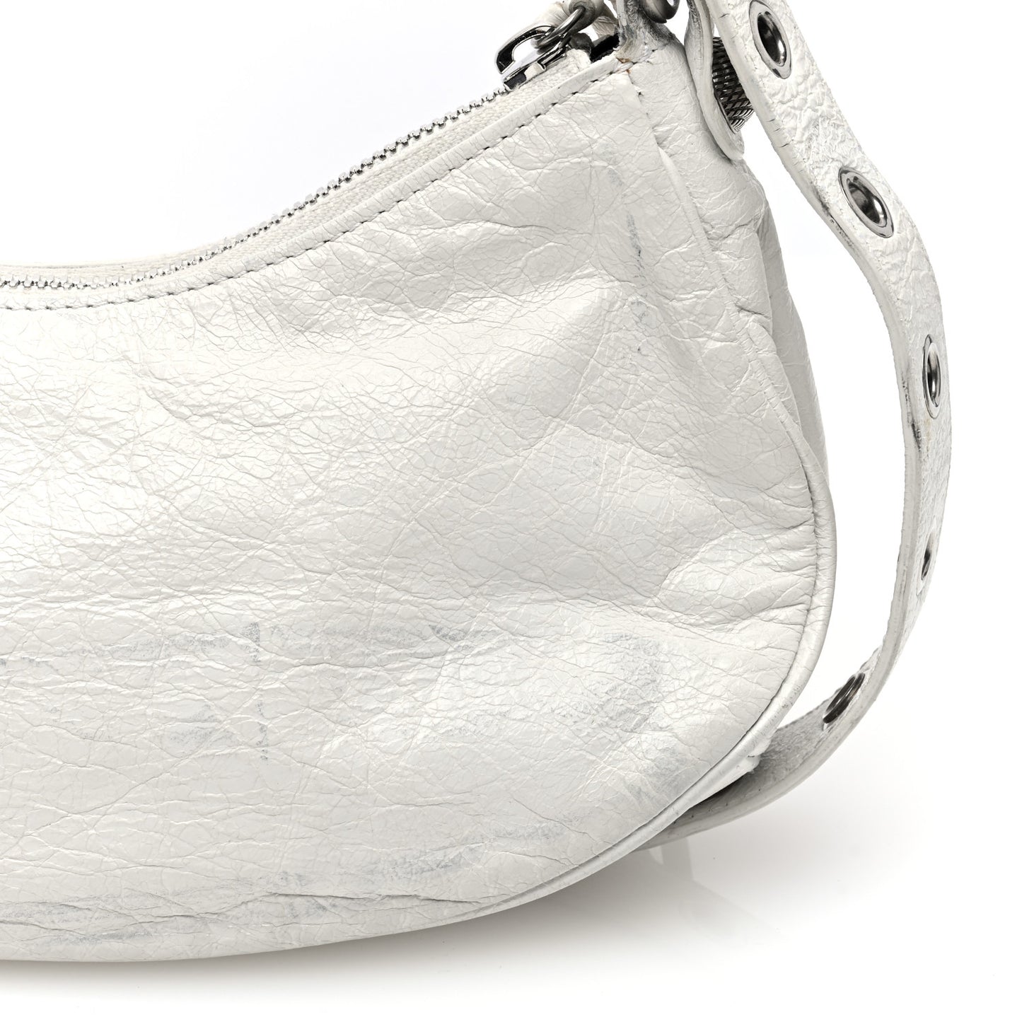 Agneau Arena Crystal Le Cagole Shoulder Bag XS Optic White