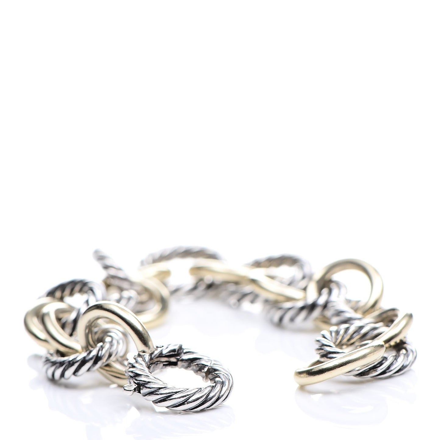 Sterling Silver 18K Yellow Gold 12mm Large Oval Link Bracelet