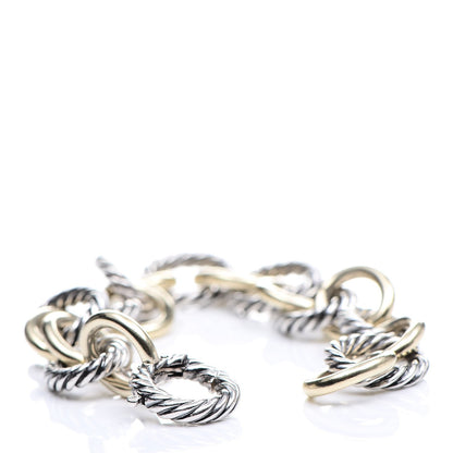 David Yurman Sterling Silver 18K Yellow Gold 12mm Large Oval Link Bracelet 4 of 4