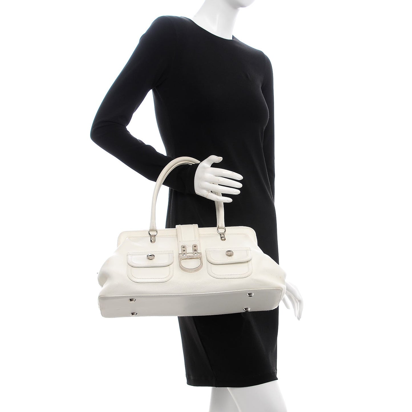 Calfskin Frame Satchel White