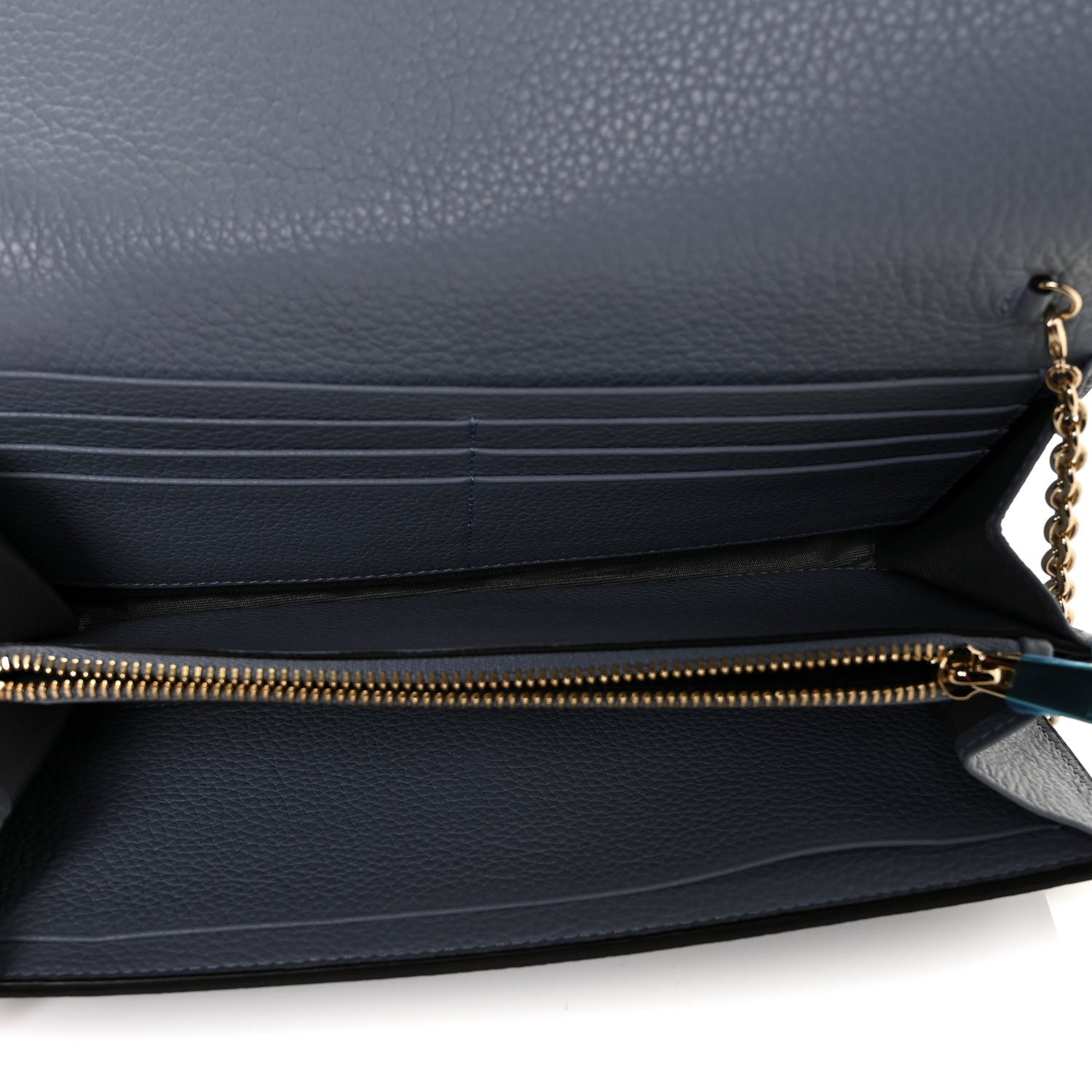 Salvatore Ferragamo Grained Calfskin City Wallet On Chain Stormy Sky 4 of 8