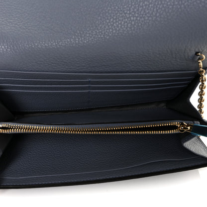 Salvatore Ferragamo Grained Calfskin City Wallet On Chain Stormy Sky 4 of 8