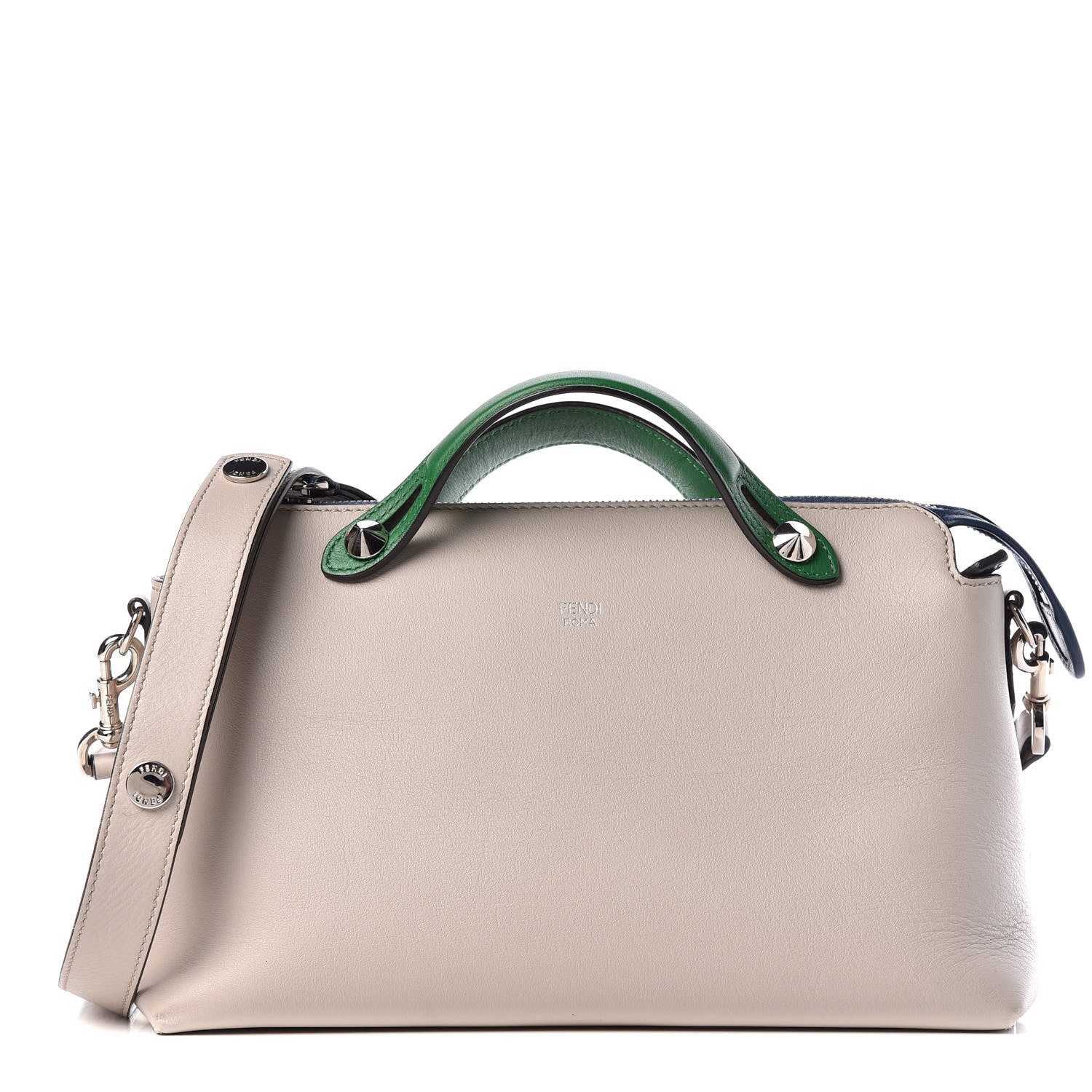 Fendi Vitello Dolce 4 Color Medium By The Way Boston Bag Grigio Polvere Emerald Multicolor 1 of 9