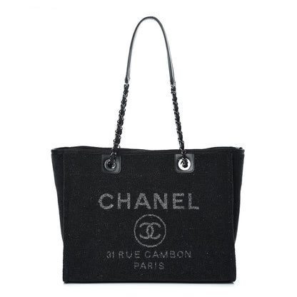Chanel Lurex Boucle Small Deauville Tote Black 1 of 10