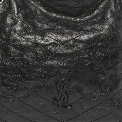 Saint Laurent Crinkled Calfskin Matelasse Monogram Medium Niki Shopper Tote Black 8 of 10