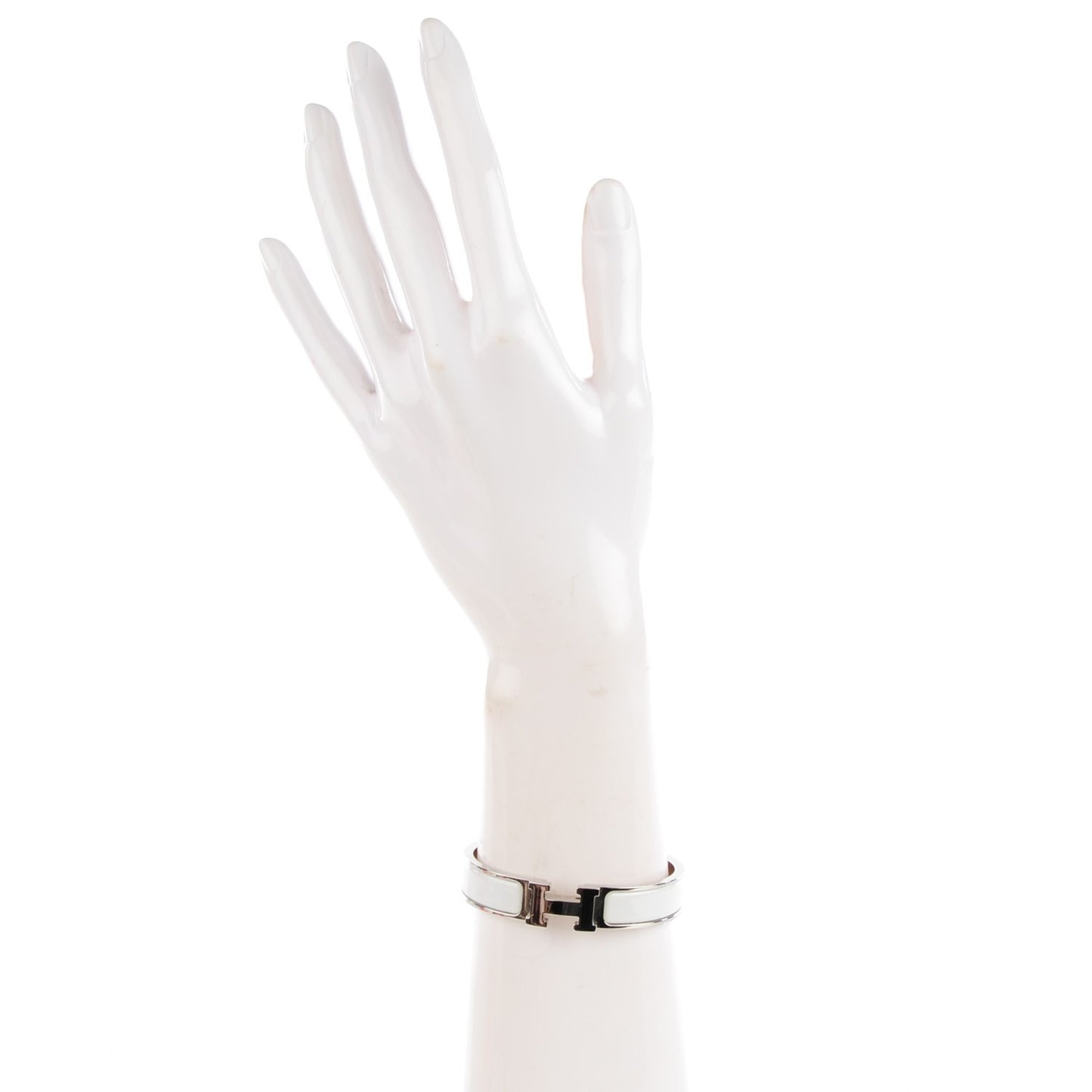 Enamel Narrow Clic Clac H Bracelet PM White