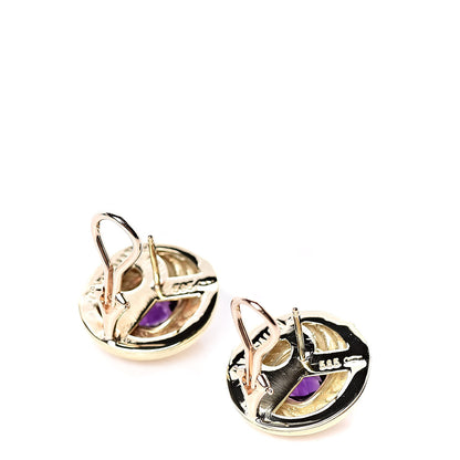 David Yurman 18K Yellow Gold Amethyst Round Cable Earrings 3 of 4