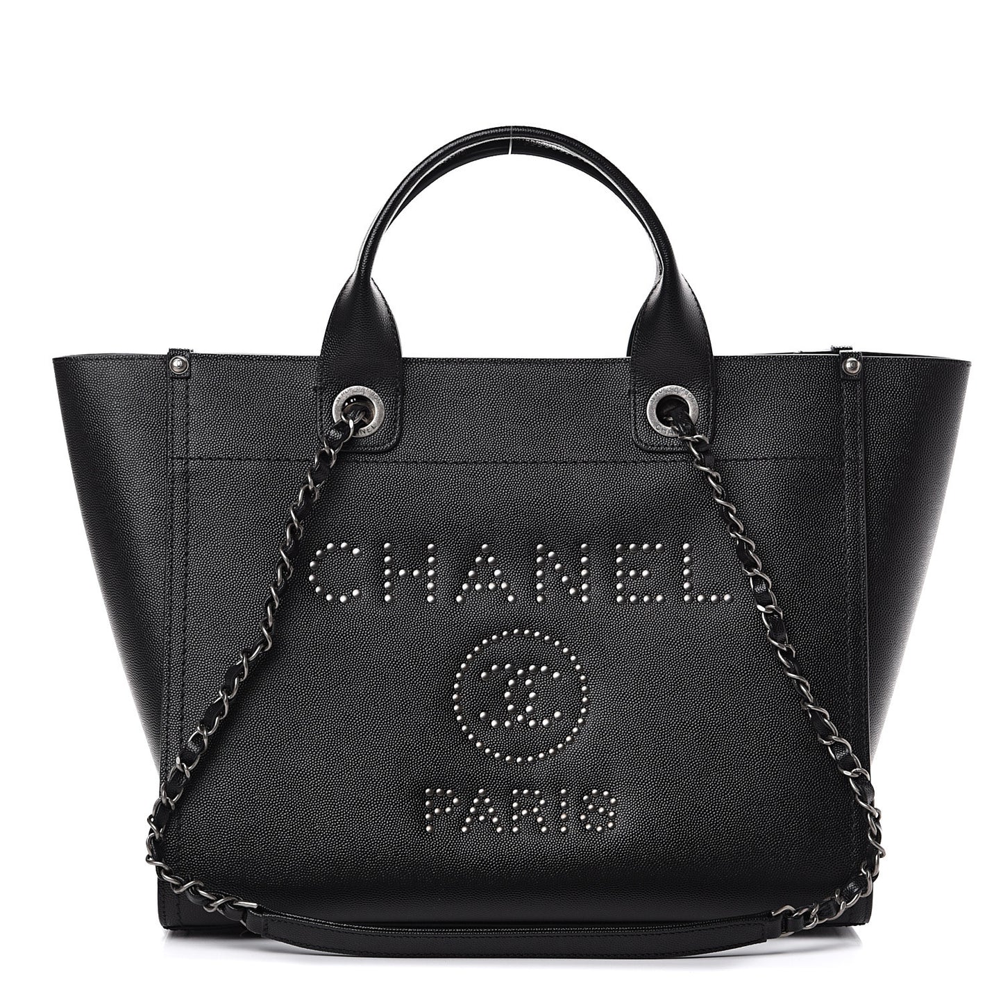 Caviar Small Studded Deauville Tote Black