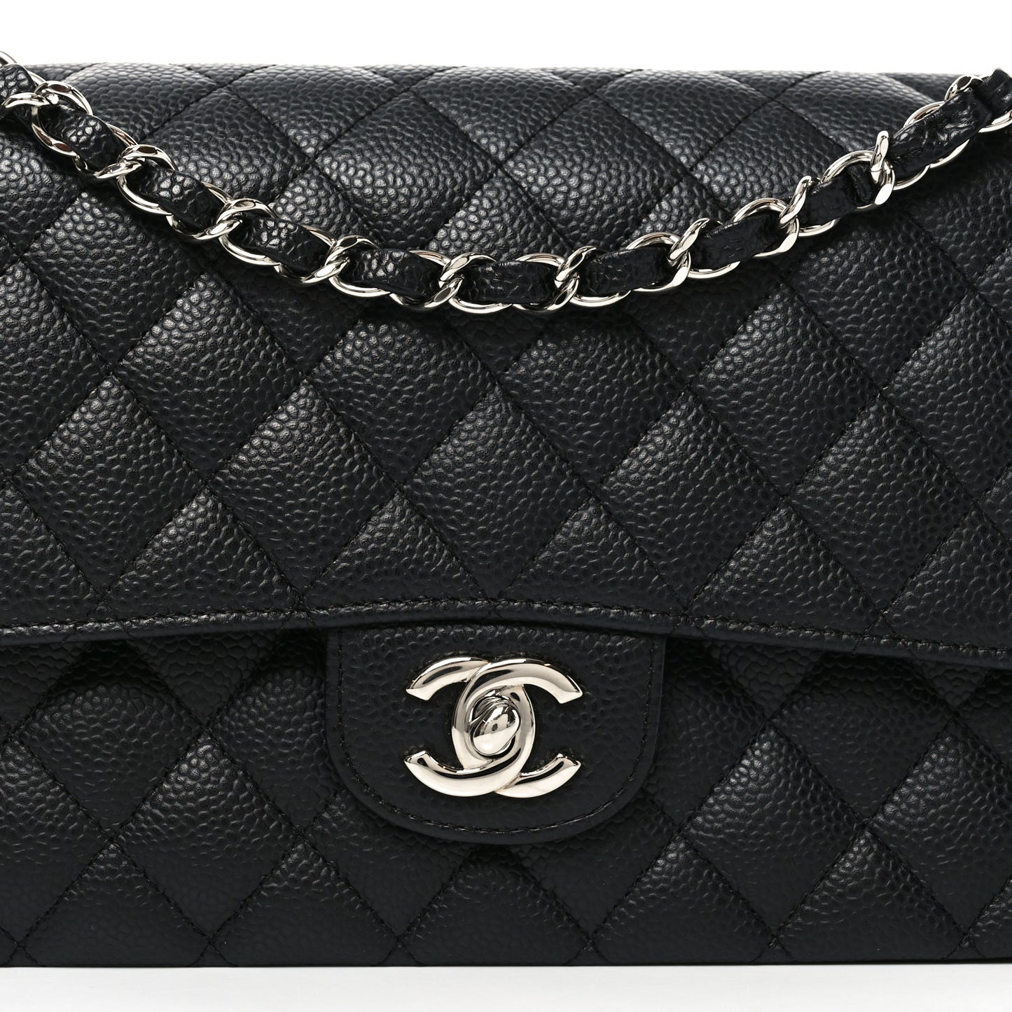 Caviar Quilted Medium Double Flap Black
