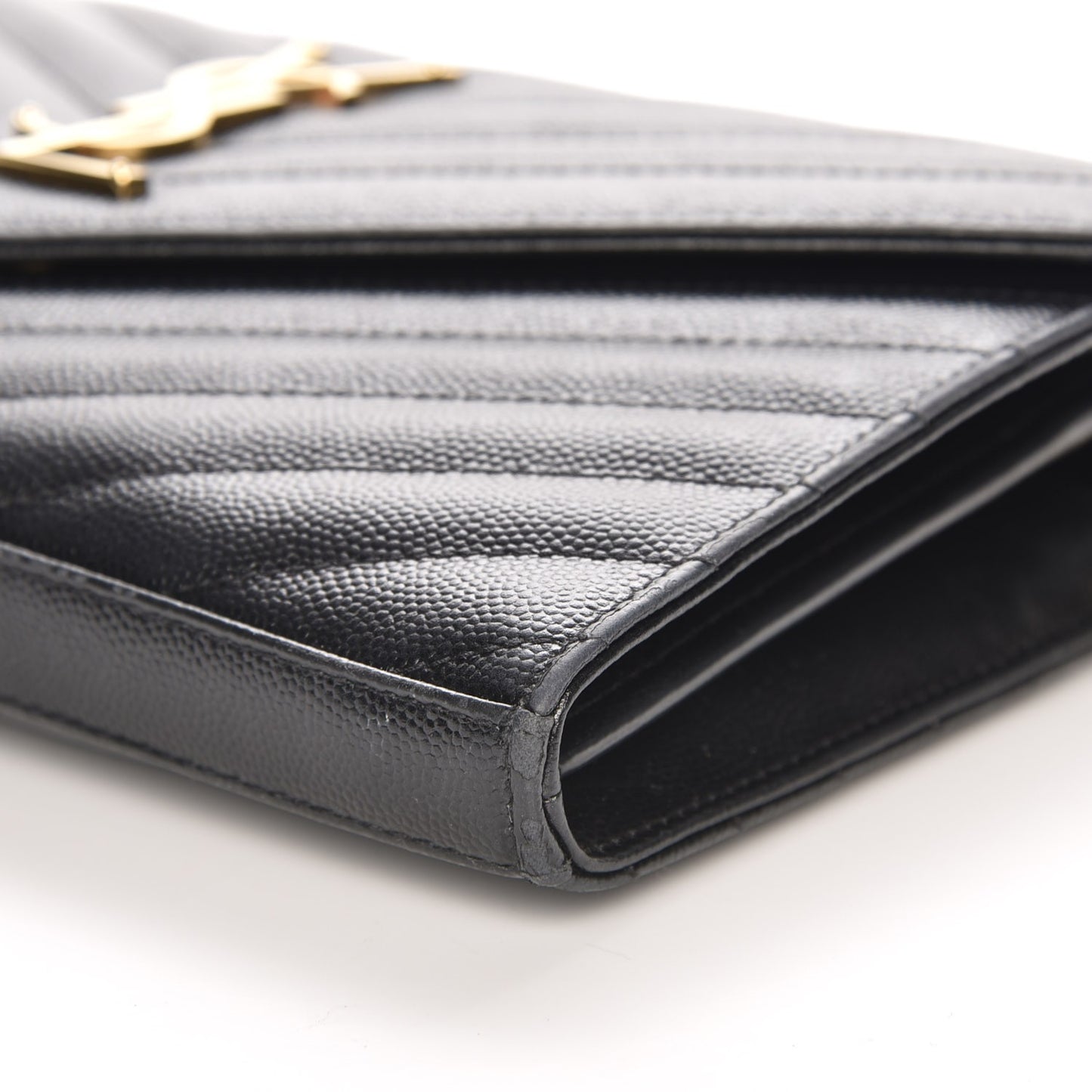 Grain De Poudre Matelasse Chevron Monogram Chain Wallet Black