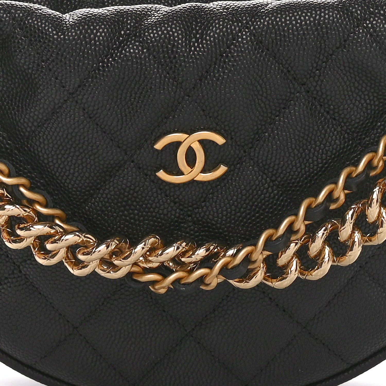 Chanel Shiny Caviar Quilted Bow Pouch Hobo Black 8 of 11