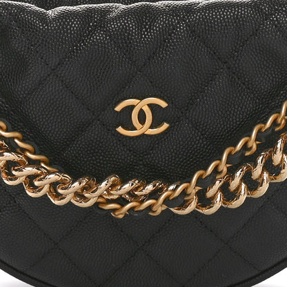 Chanel Shiny Caviar Quilted Bow Pouch Hobo Black 8 of 11