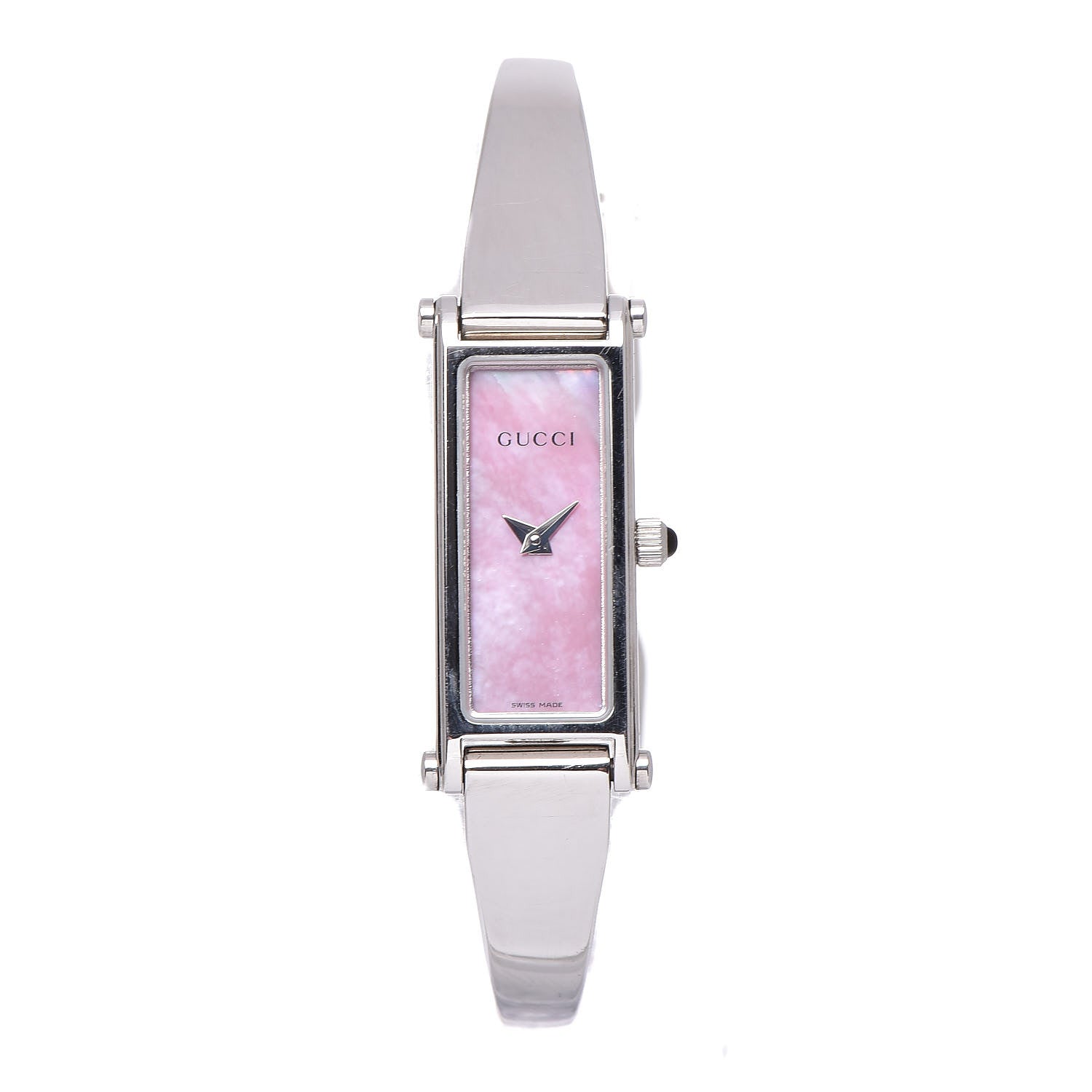 Gucci Stainless Steel Pink Mother of Pearl 12mm 1500L Horsebit Quartz Watch 1 of 7