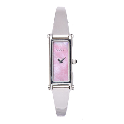 Gucci Stainless Steel Pink Mother of Pearl 12mm 1500L Horsebit Quartz Watch 1 of 7