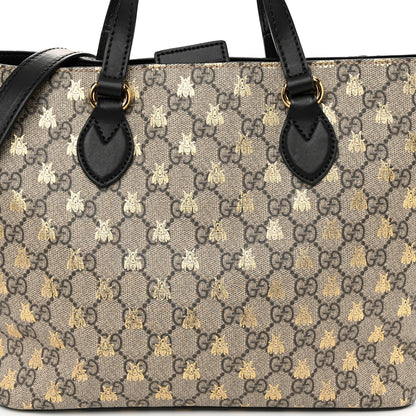 Gucci Soft GG Supreme Monogram Bees Small Crossbody Tote Beige Oro Black 8 of 13