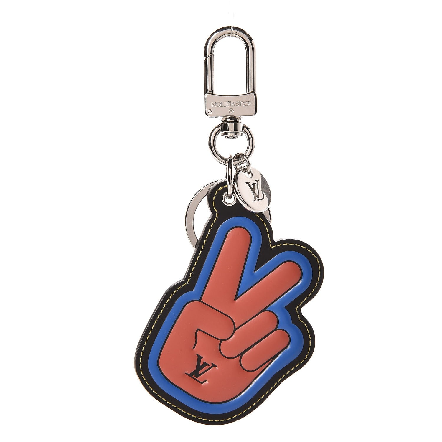 Louis Vuitton Calfskin Peace Out Bag Charm Key Holder 1 of 4
