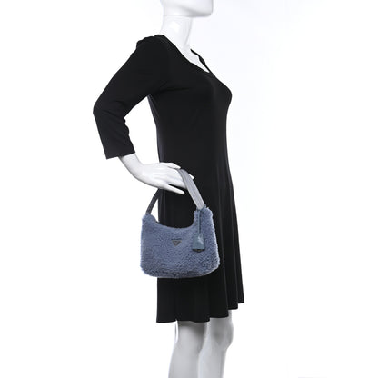 Prada Shearling Mini Re-Edition 2000 Bag Pervinca 2 of 9