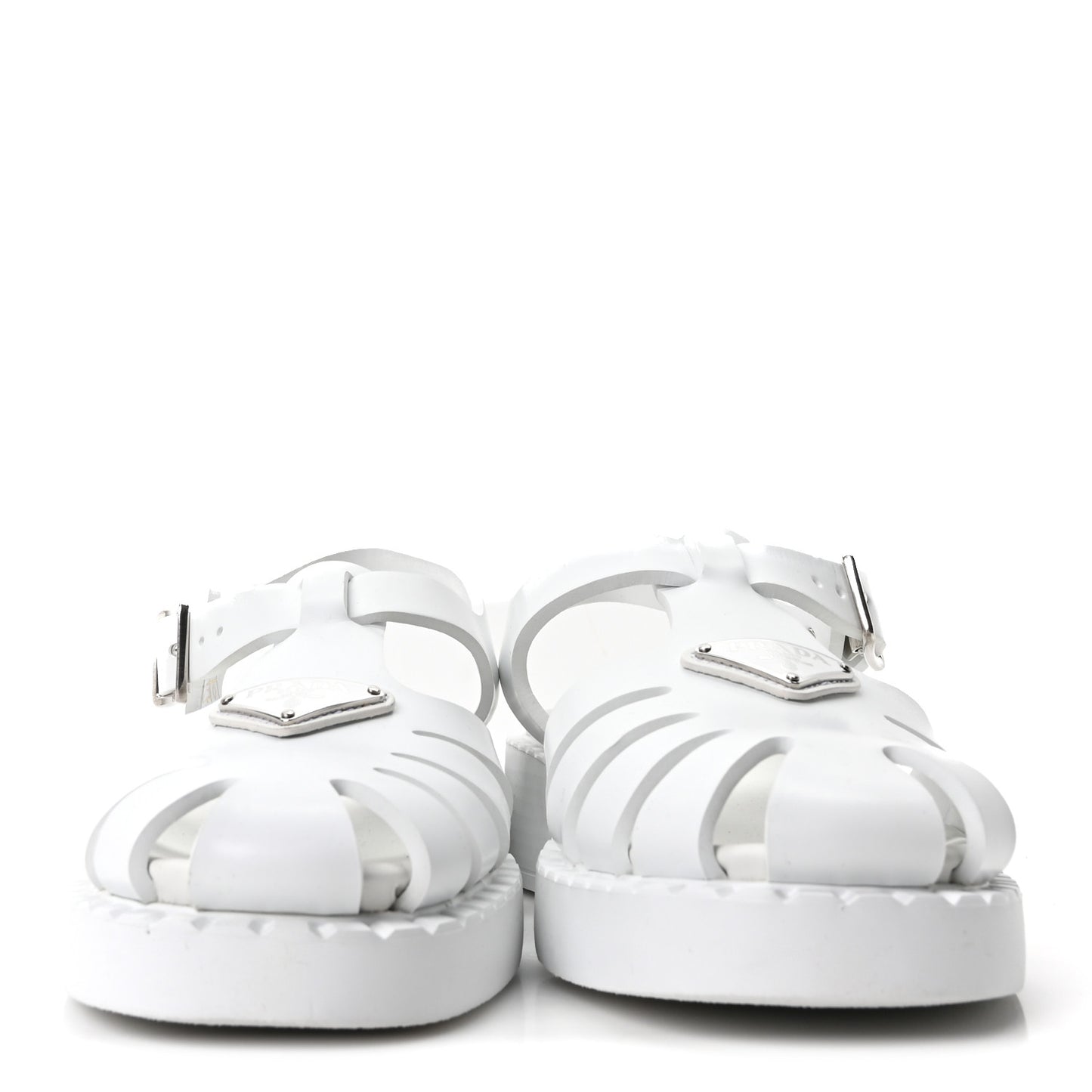 Foam Rubber Metal Triangle Logo 50mm Cage Sandals 39 White