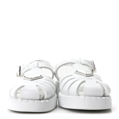 Prada Foam Rubber Metal Triangle Logo 50mm Cage Sandals 39 White 3 of 9