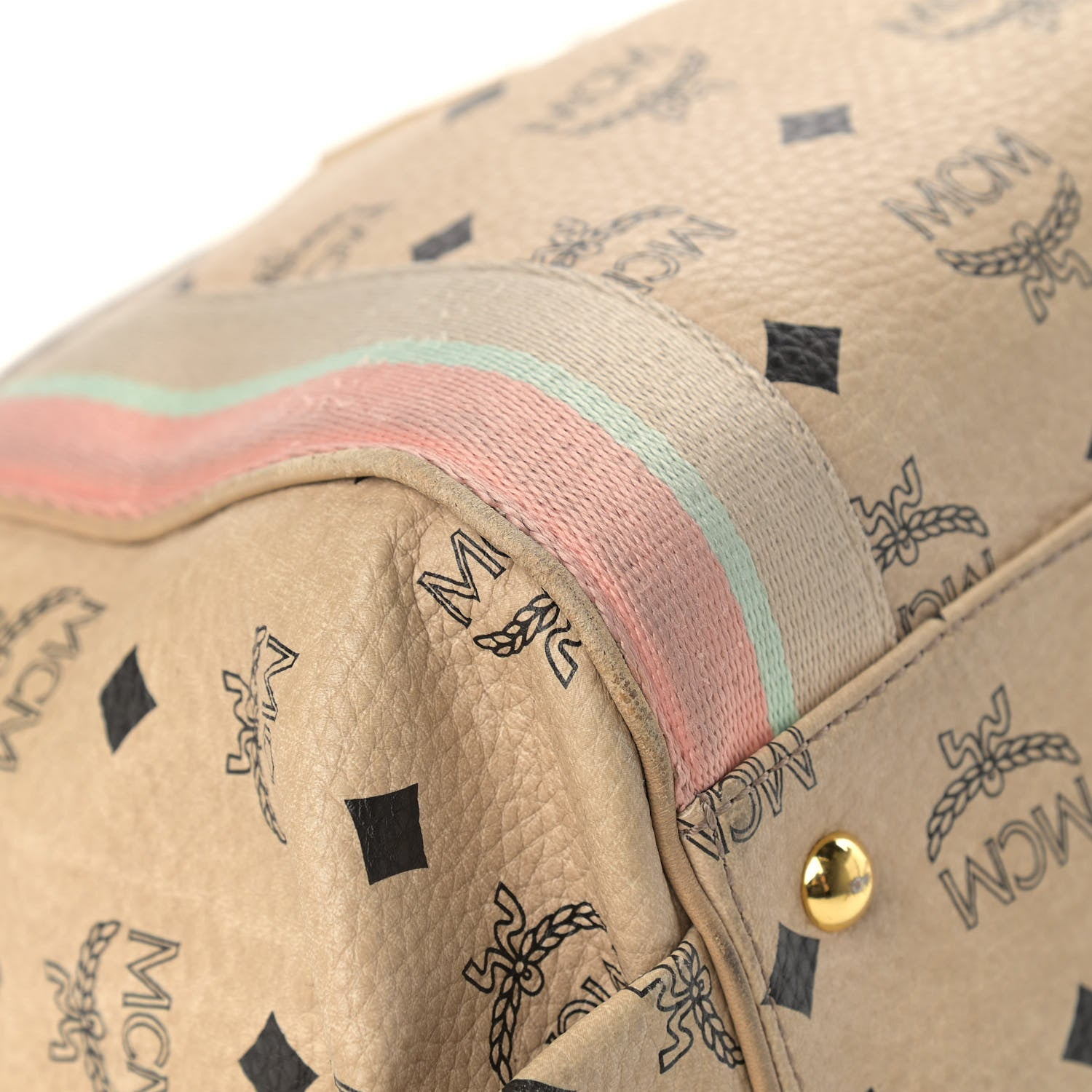 MCM Visetos Striped Tote Beige 8 of 20