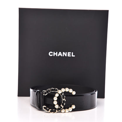 Chanel Calfskin Pearl CC Chain Belt 80 32 Black 9 of 9