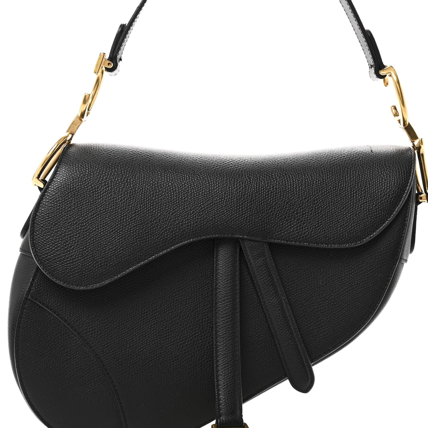 Grained Calfskin Saddle Bag Black