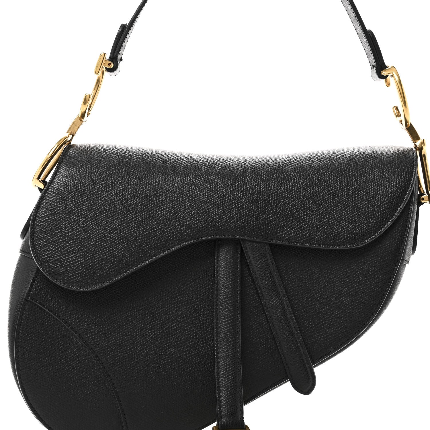 Christian Dior Grained Calfskin Saddle Bag Black 8 of 10