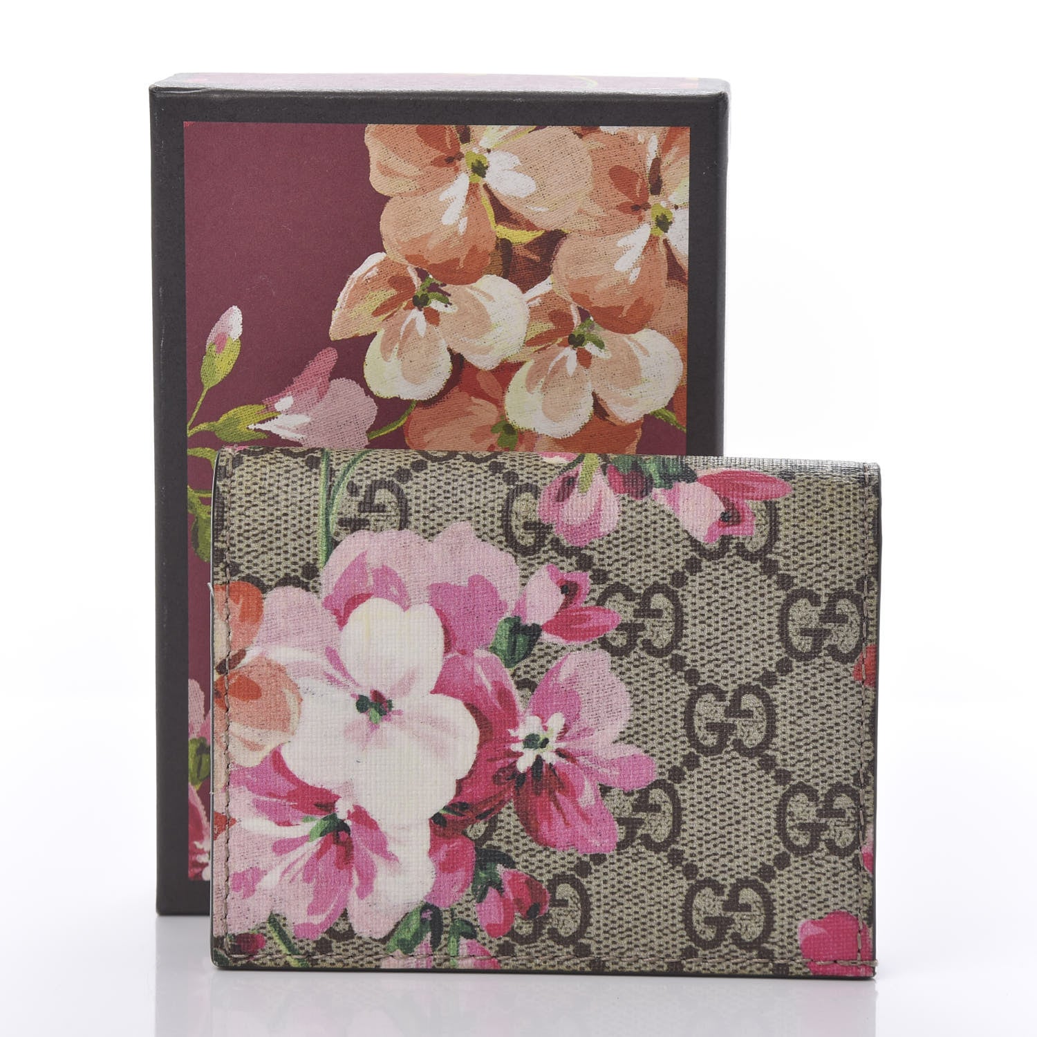 Gucci GG Supreme Monogram Blooms Card Case Beige Multicolor Dry Rose 10 of 10