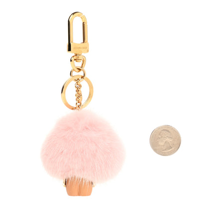 Louis Vuitton Resin Wood Mink Fur Vivienne Bag Charm Key Holder Pink 2 of 5