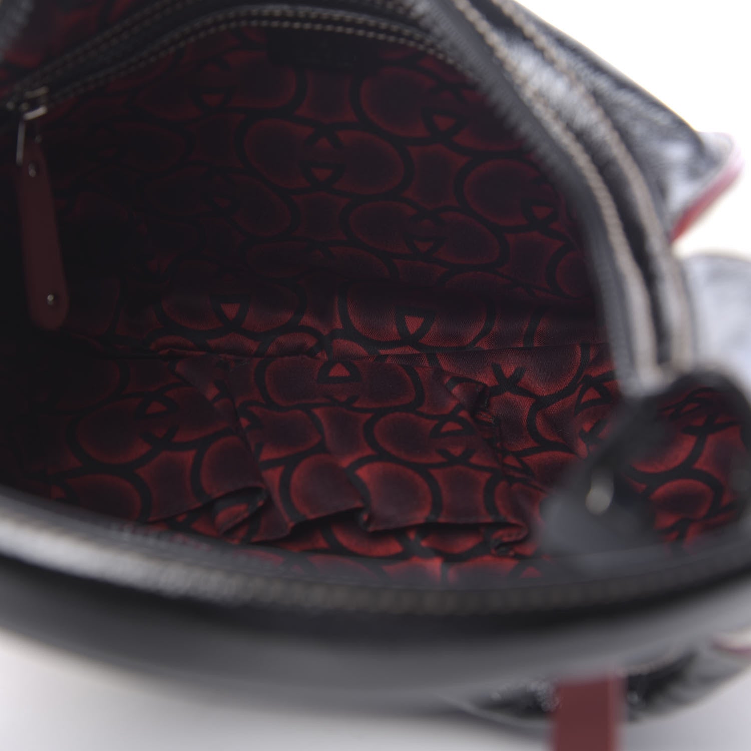 Gucci Patent Calfskin Medium Snow Glam Hobo Black White Red 5 of 10