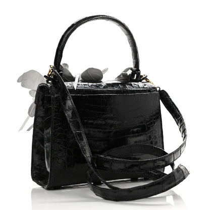 Nancy Gonzalez Crocodile Floral Lily Top Handle Bag 3 of 10