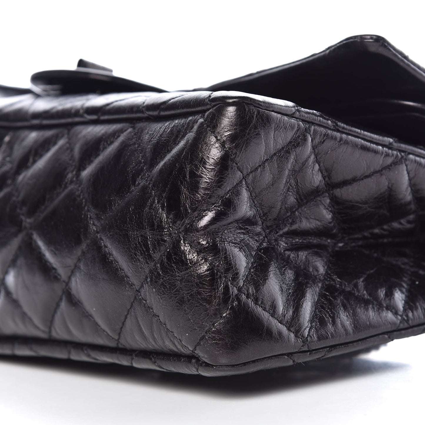 Glazed Aged Calfskin Quilted 2.55 Reissue 227 Flap So Black
