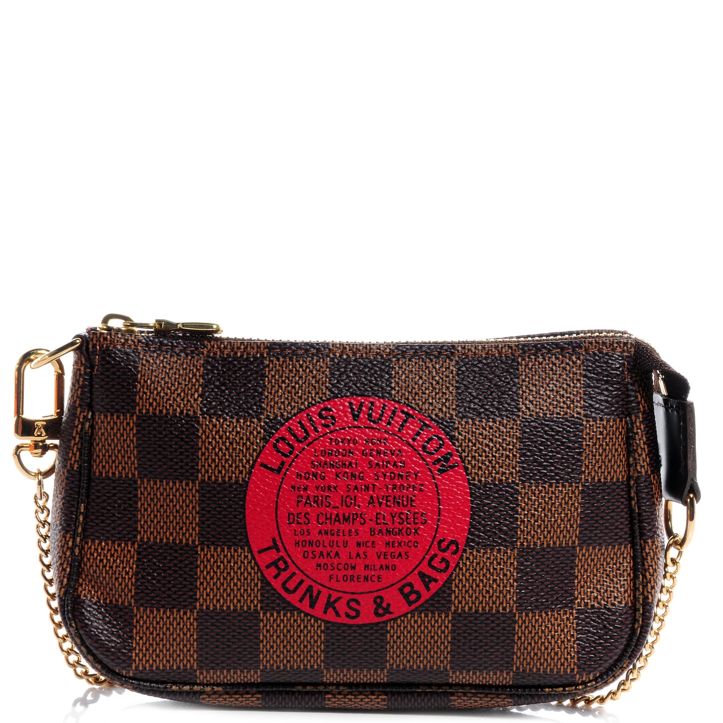 Damier Ebene Complice Trunks and Bags Mini Pochette Accessories Red