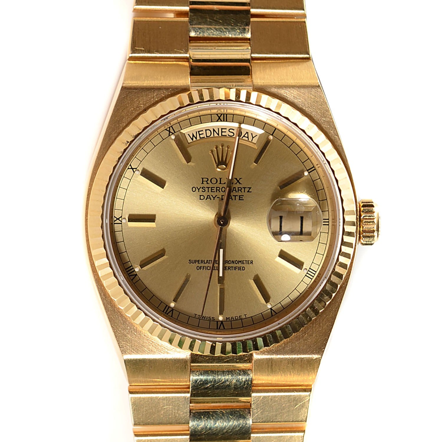 Rolex 18K Yellow Gold 36mm Oysterquartz Day-Date Watch Champagne 19018 1 of 7