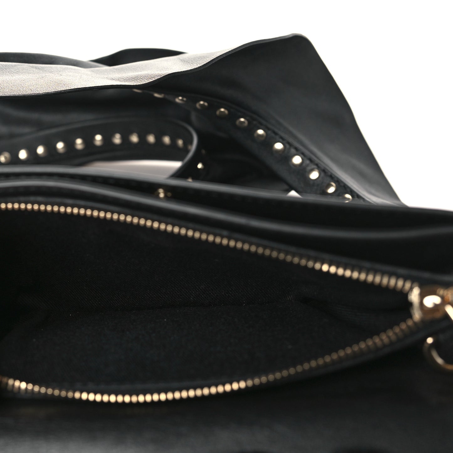 Calfskin Crystal Bead Embellished Mini Rockstud Love Story Ruffle Strap Bag Black