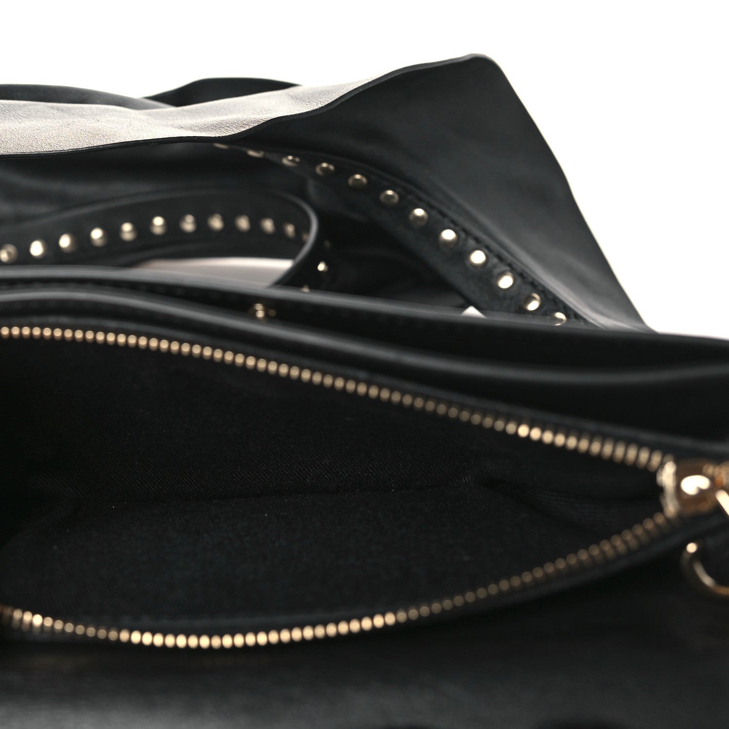 Valentino Garavani Calfskin Crystal Bead Embellished Mini Rockstud Love Story Ruffle Strap Bag Black 5 of 9