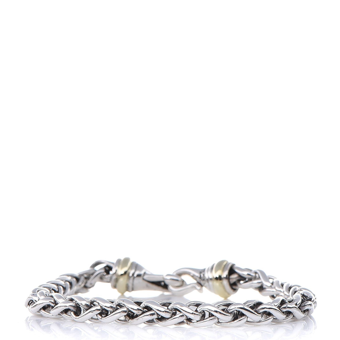 Sterling Silver 14K Yellow Gold 6mm Wheat Chain Bracelet
