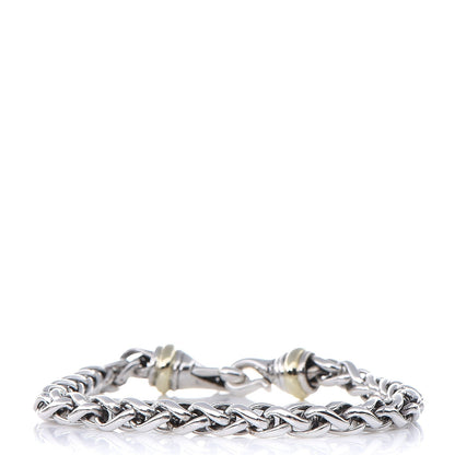 David Yurman Sterling Silver 14K Yellow Gold 6mm Wheat Chain Bracelet 3 of 4