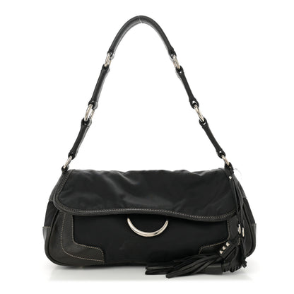 Prada Tessuto Nylon Tassel Shoulder Bag Black 1 of 16