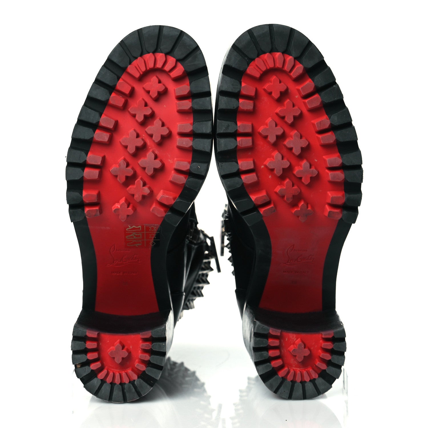 Christian Louboutin Calfskin Winter Spikes 70 Combat Boots 38 Black 5 of 7