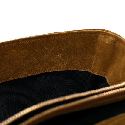 Saint Laurent Suede Mixed Matelasse Tri-Quilt Large Monogram Envelope Satchel Brown 21 of 25